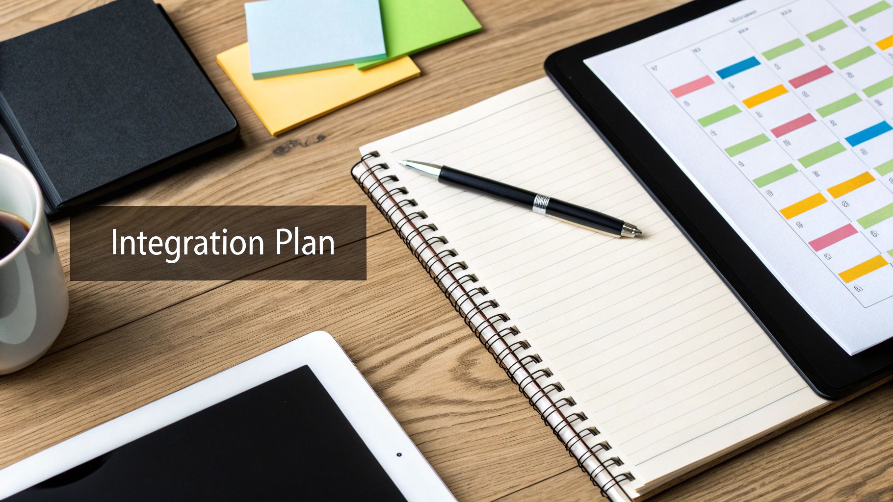 A team planning a project on a whiteboard, illustrating the strategic steps of a CRM integration.
