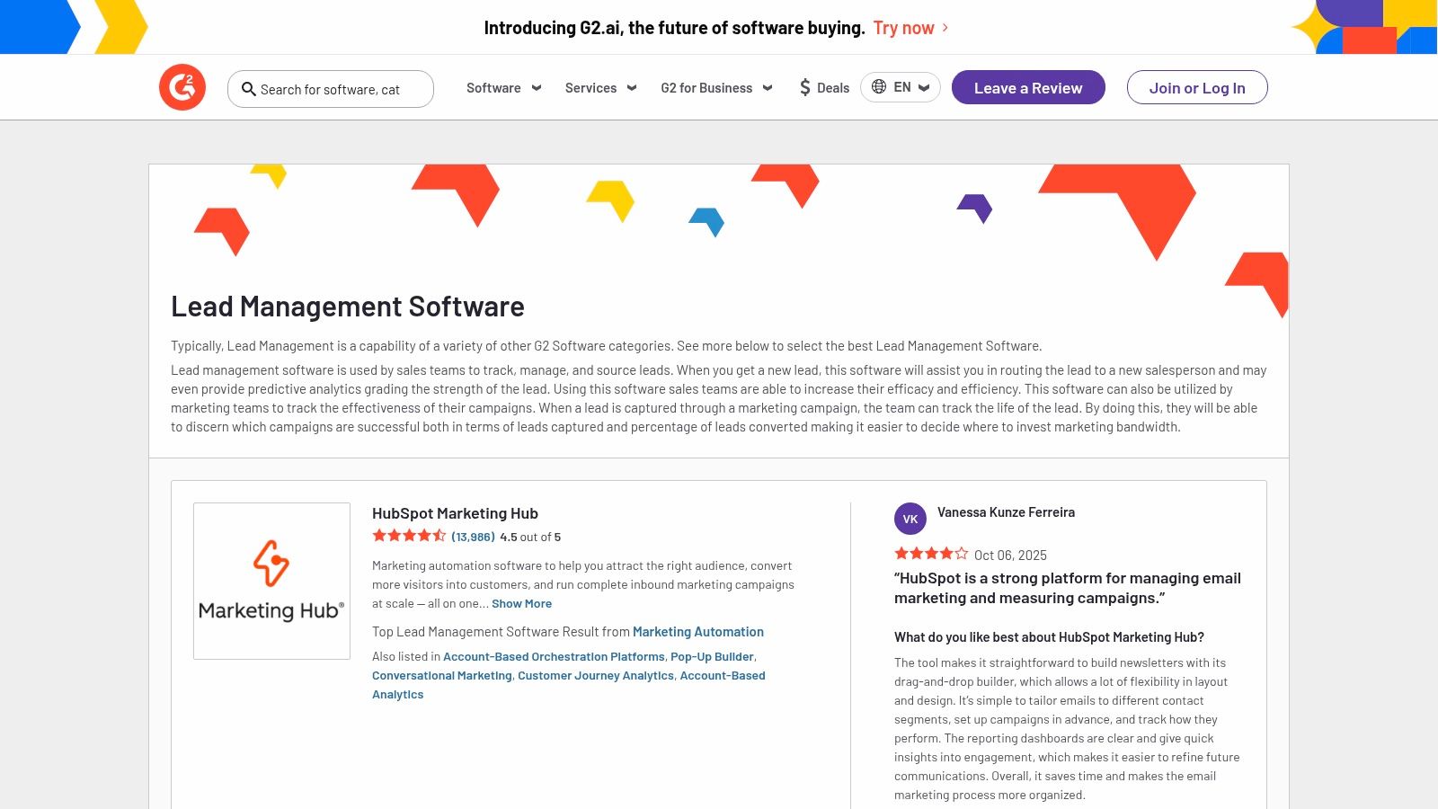 G2 - Lead Management Software Category