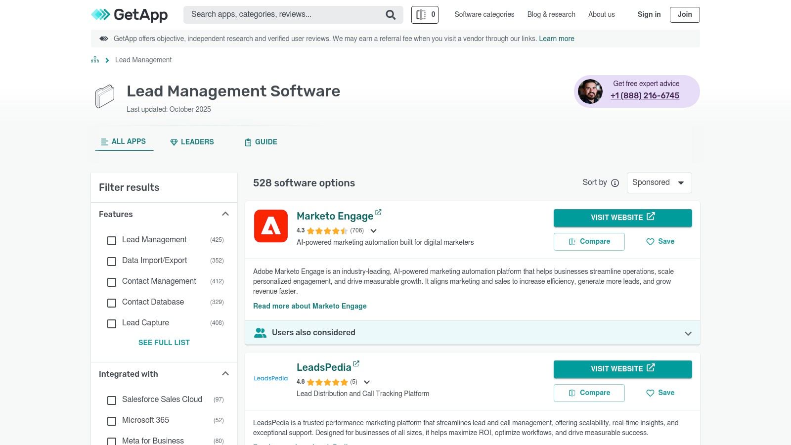 GetApp - Lead Management and Lead Capture Collections