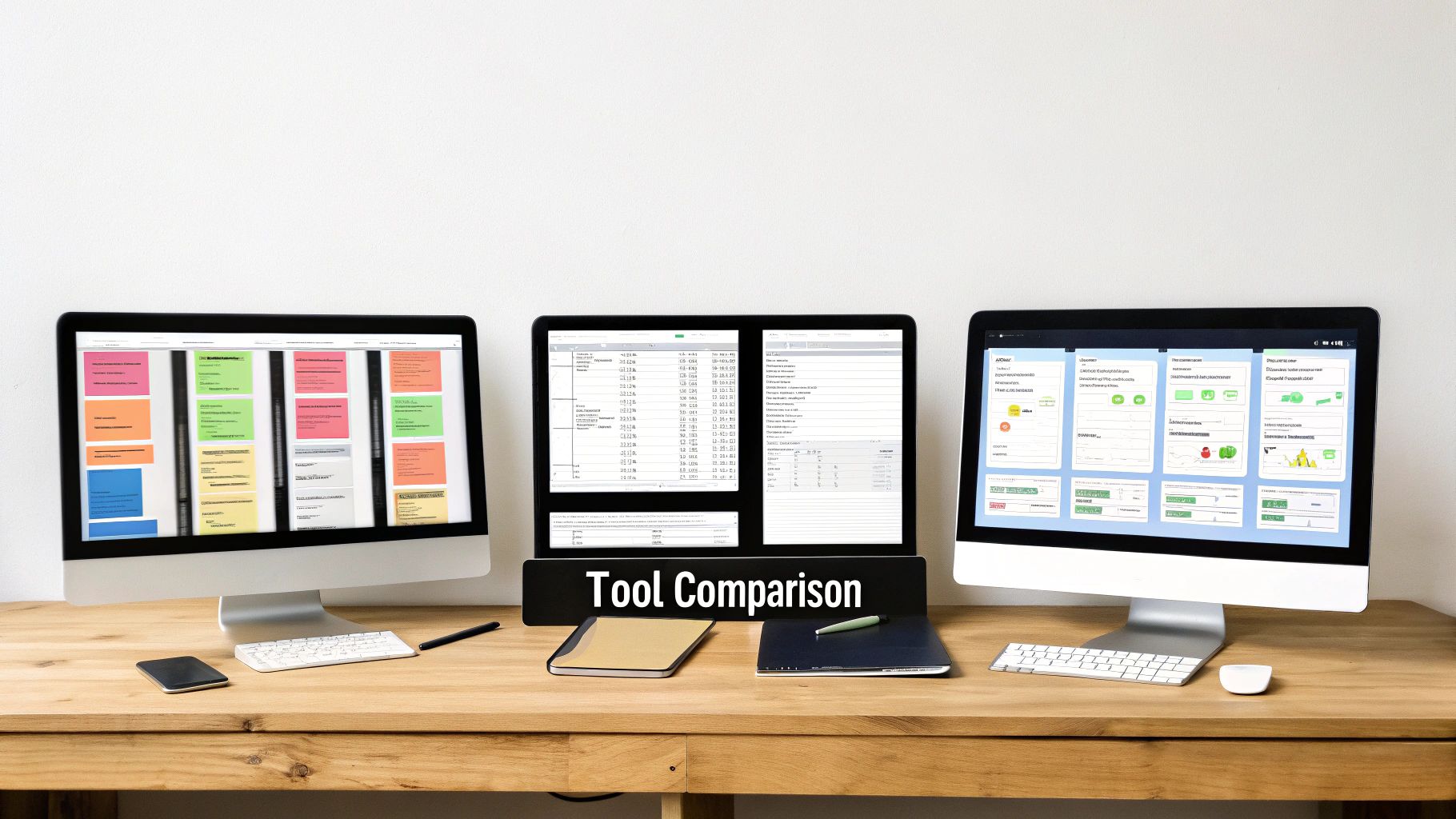 Project management tools comparison on a laptop screen