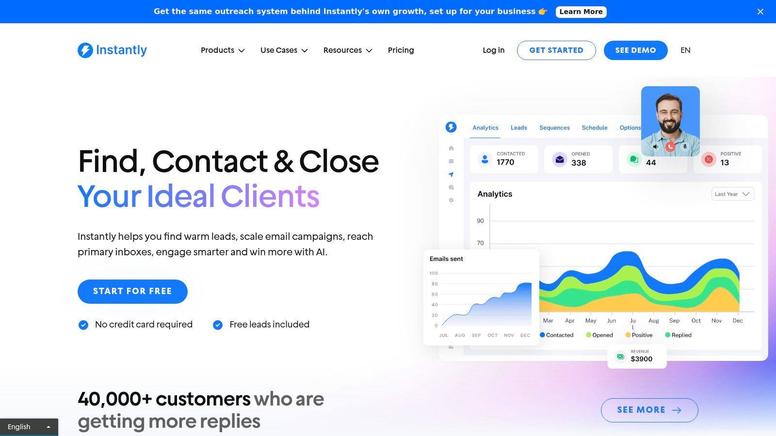 Instantly.ai lead dashboard