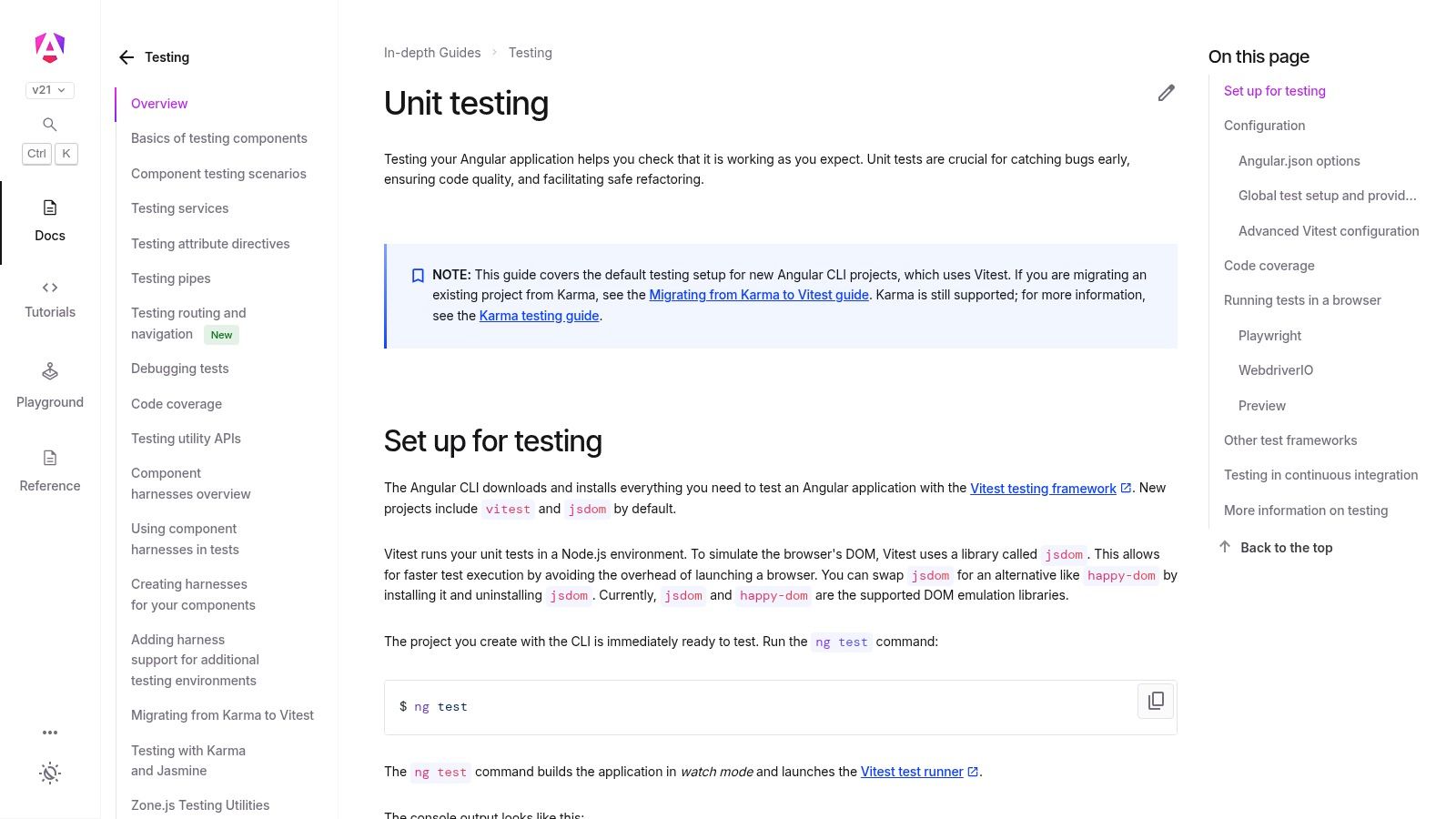 Angular CLI test file templates (.spec.ts with Jasmine/Karma or Vitest)