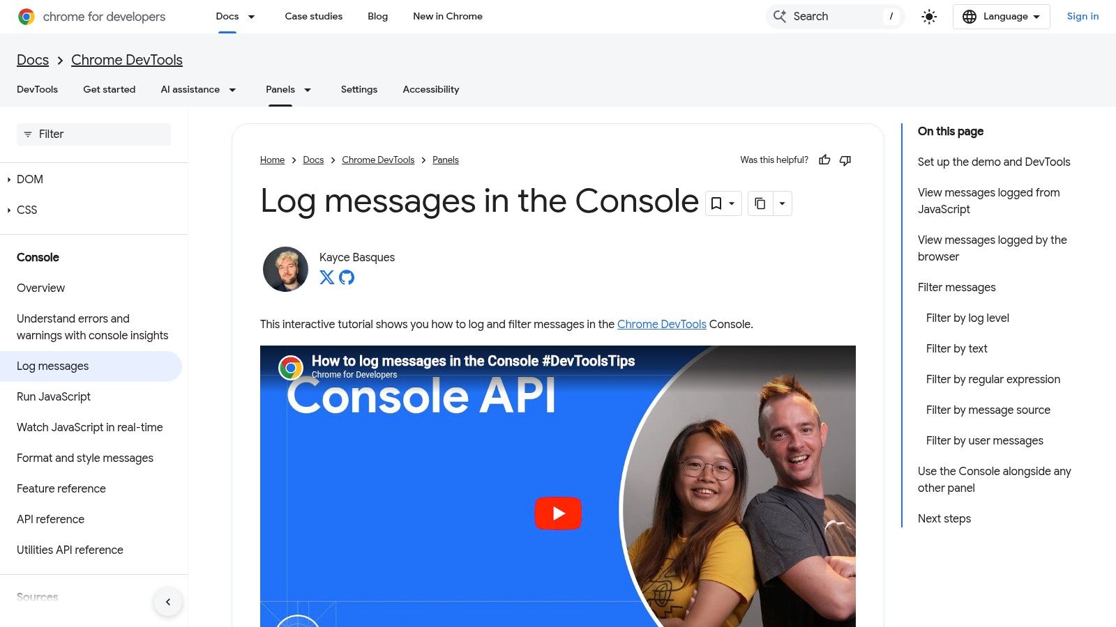 Screenshot from https://developer.chrome.com/docs/devtools/console/log
