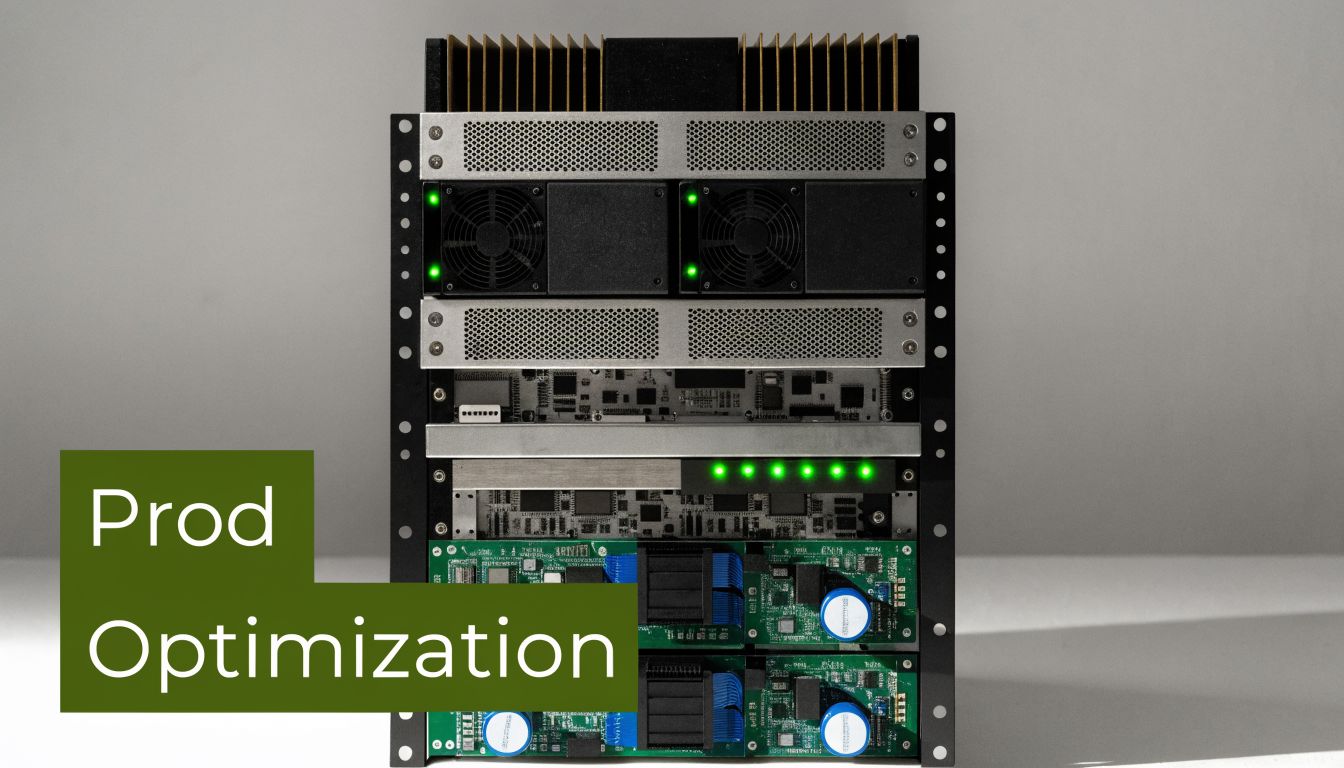 A rack-mounted server hardware unit with industrial components, cooling fans, and green LED status indicator lights.