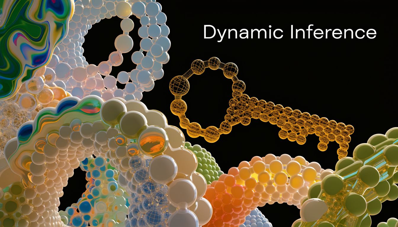 A conceptual 3D render of a golden wireframe key surrounded by abstract molecular-like glowing spheres.