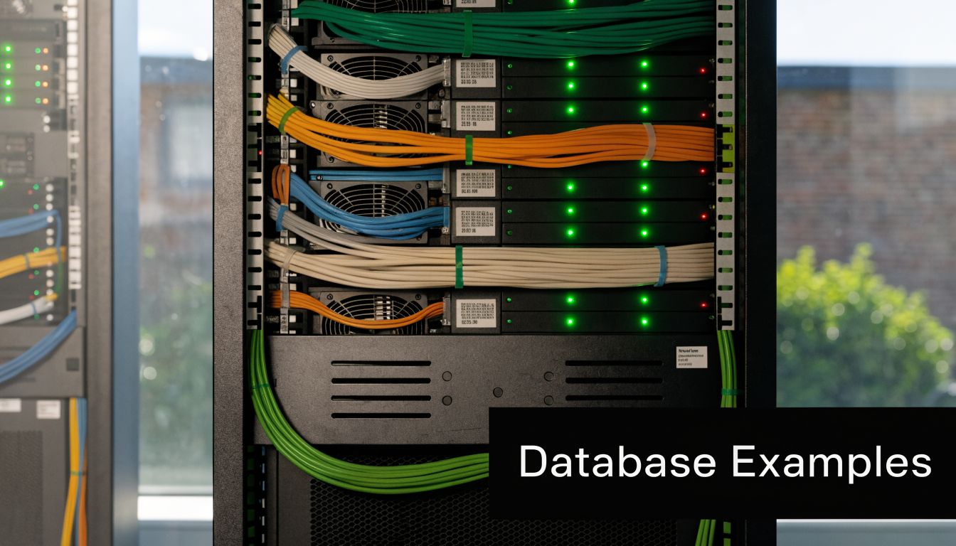 A close-up view of a high-tech server rack with organized colored cables connected to network equipment