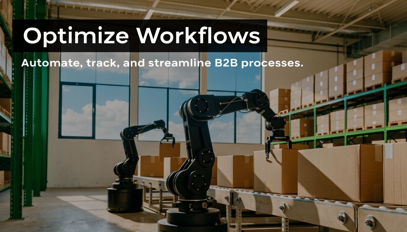 Two robotic arms working on an automated conveyor belt system in a modern warehouse environment.