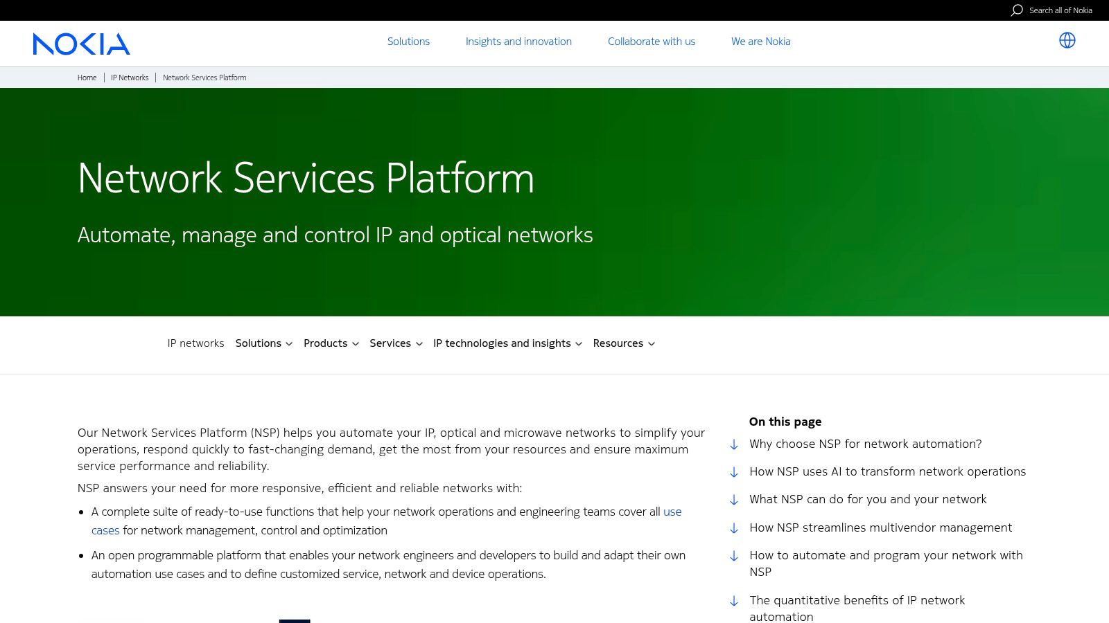 Nokia Network Services Platform (NSP)